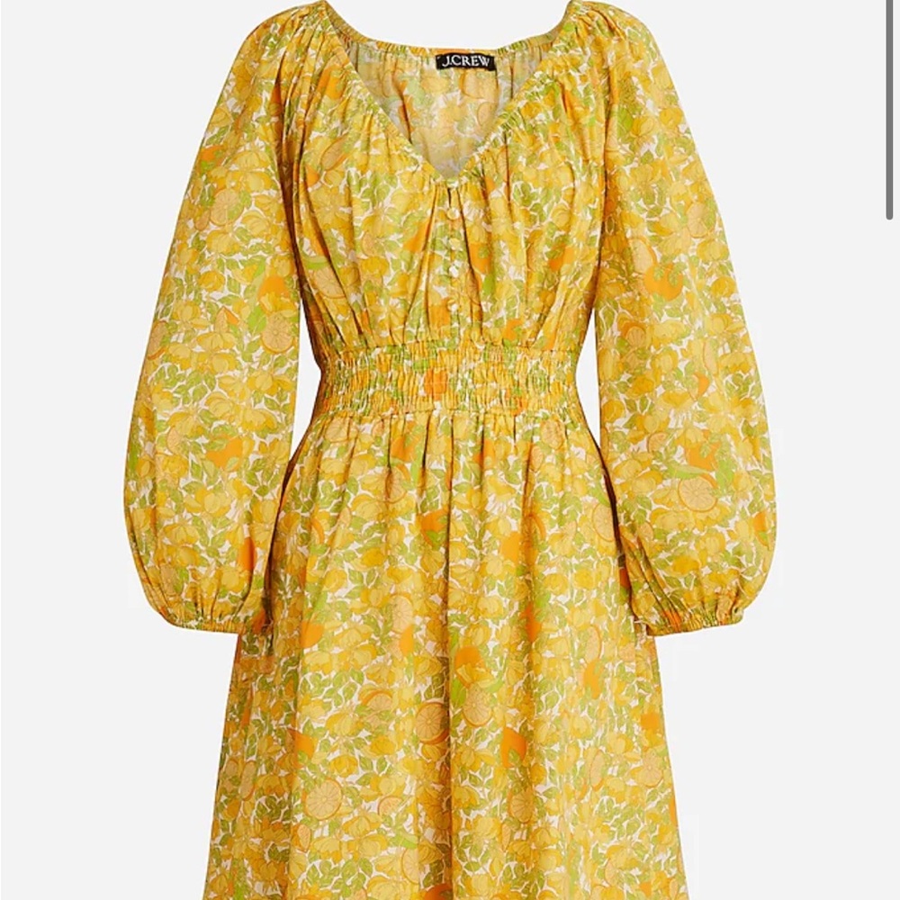 EURO SUMMER ITALIAN Jcrew citrus vneck cotton mini dress limone print capri 🍋 🍊